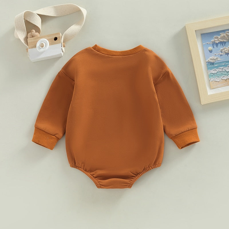 Infant Baby Boy Girl Mamas Coffee Date Print Long Sleeve Bubble Romper