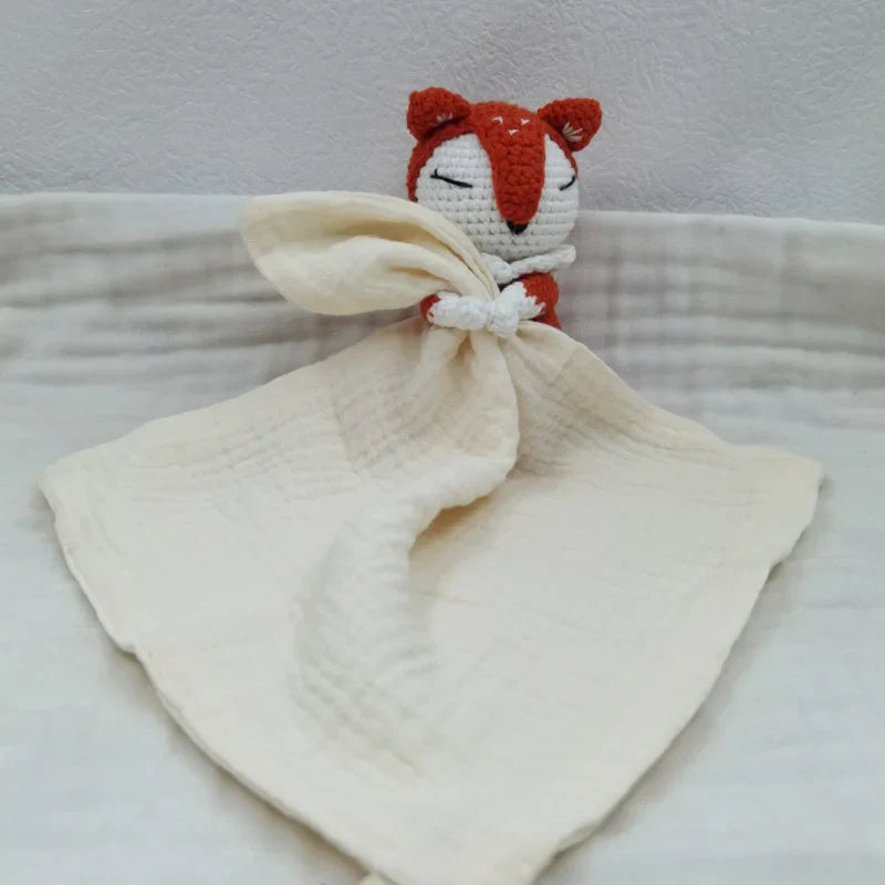 Baby Bib with Sleeping Animals Rattle