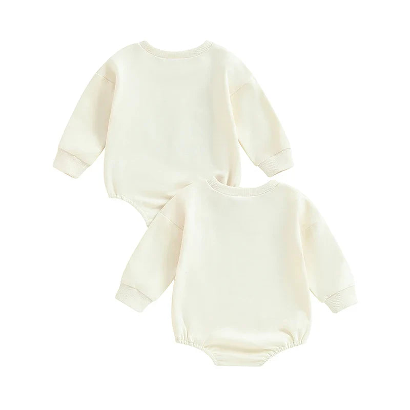 Baby Girls Boys 2Pcs Womb Mates Bubble Rompers Twins Clothes Rainbow Letter Print Long Sleeve Bodysuits