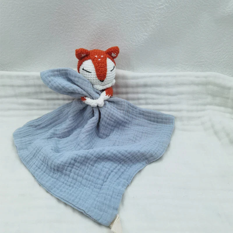 Baby Bib with Sleeping Animals Rattle