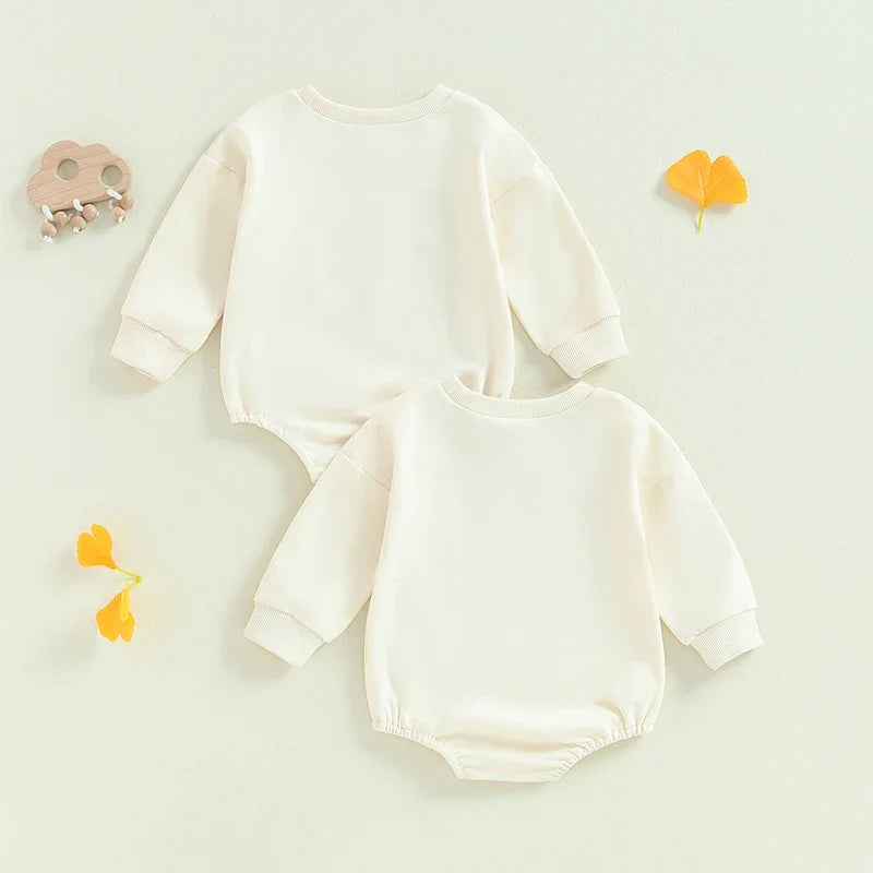 Baby Girls Boys 2Pcs Womb Mates Bubble Rompers Twins Clothes Rainbow Letter Print Long Sleeve Bodysuits