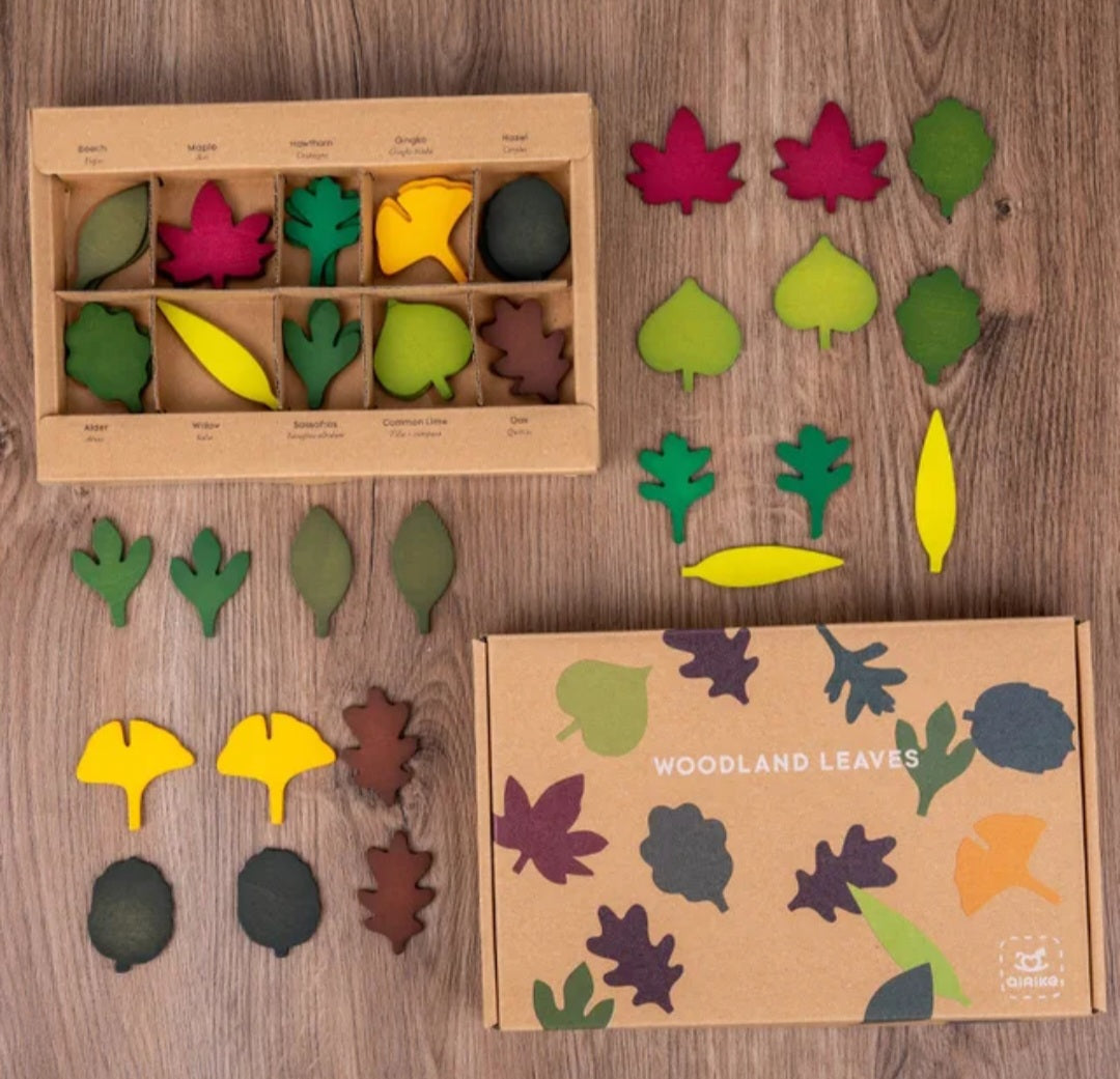 Wooden Leaf Play Set - 40-Piece Loose Parts Play for Little Botanists