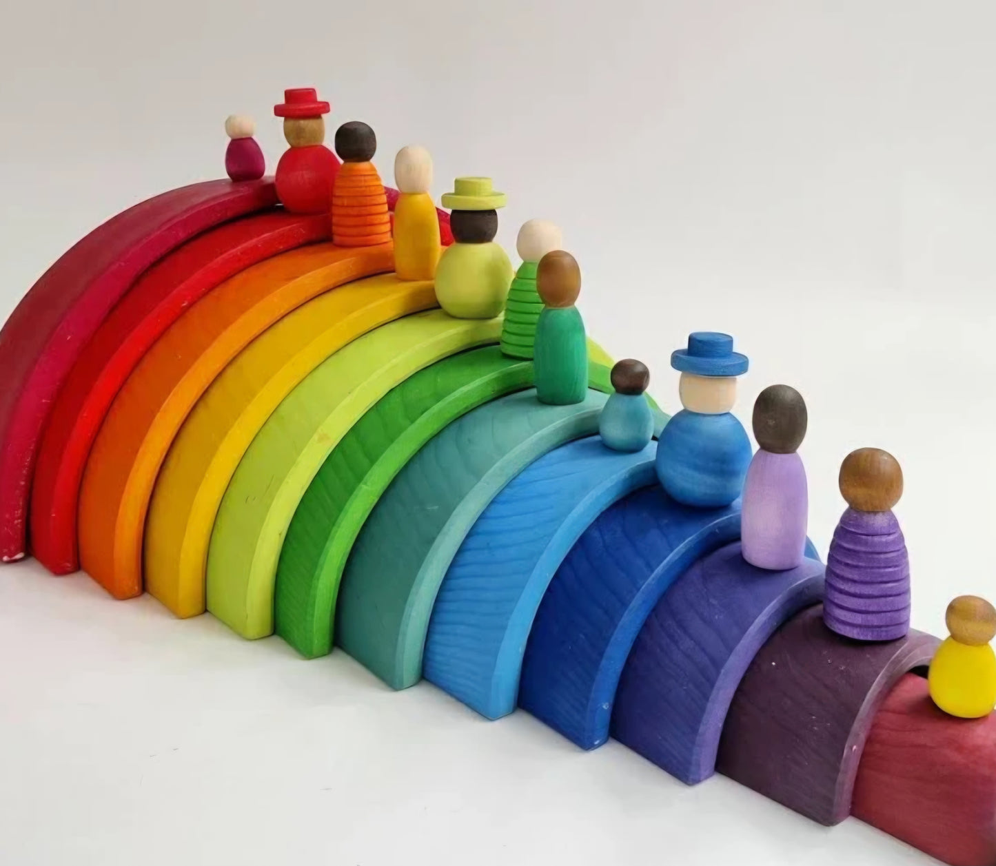 12 Pcs Stained Wooden Peg Dolls Set