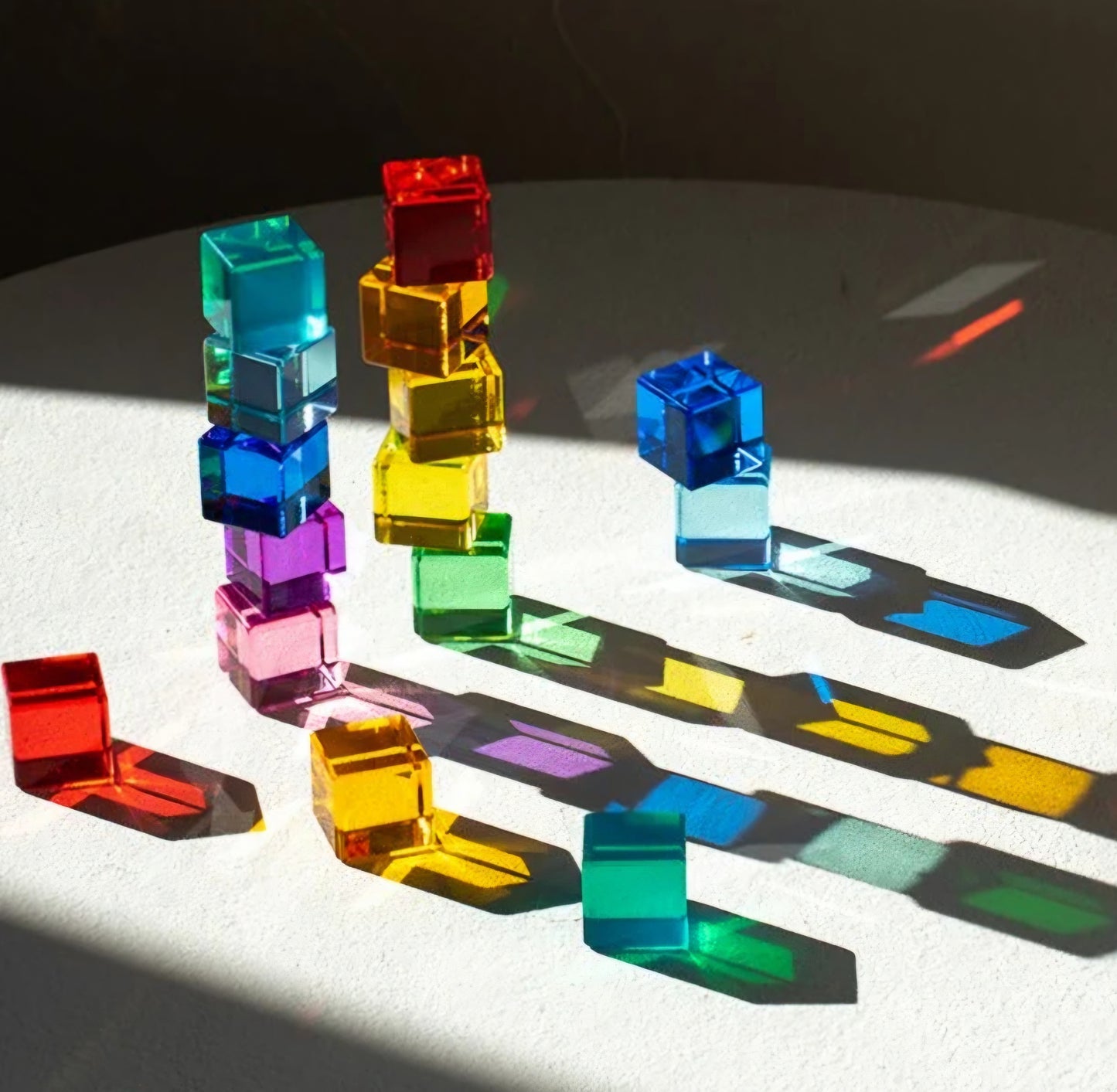 Lucite Cube Blocks in a rainbow of colors