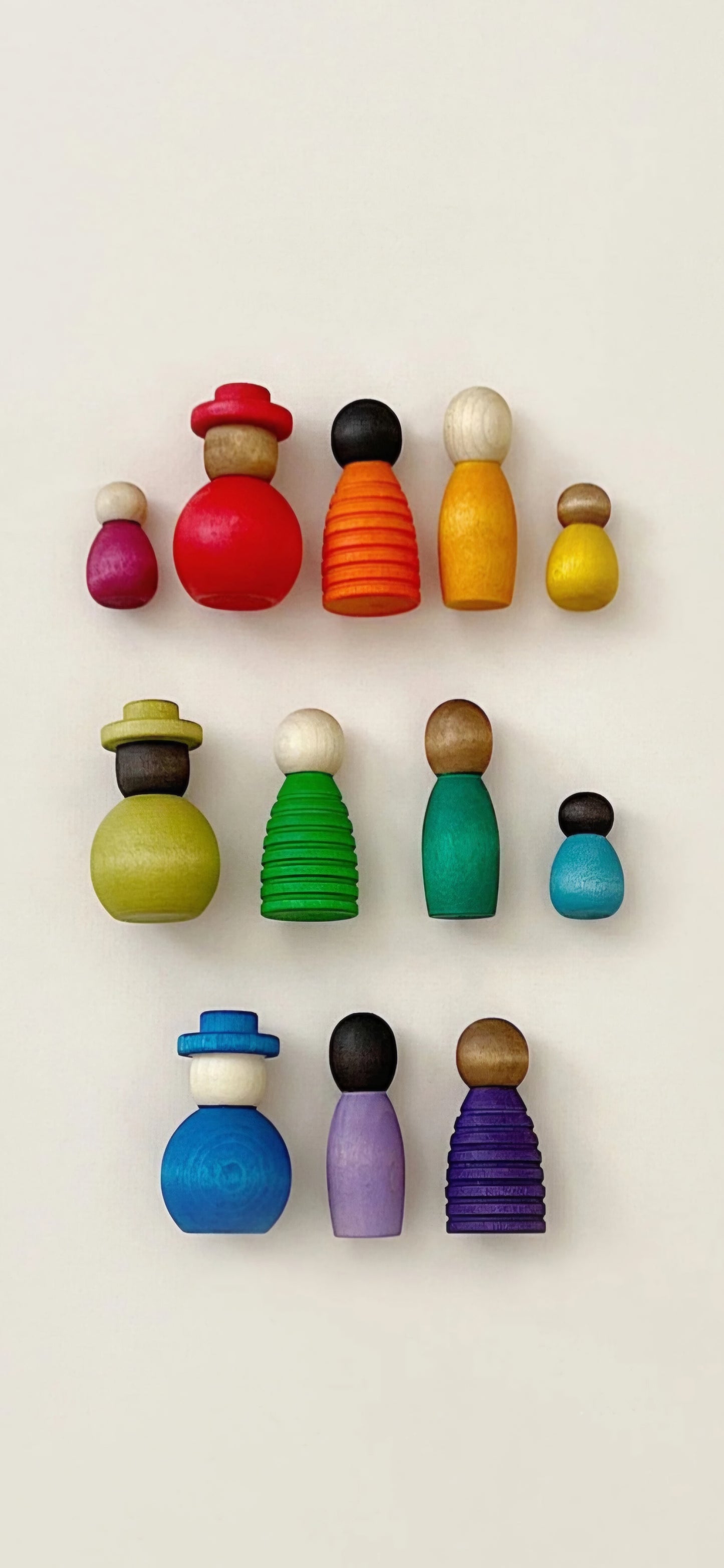 12 Pcs Stained Wooden Peg Dolls Set