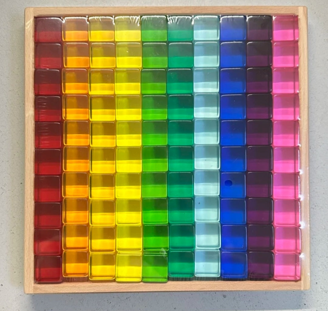 Lucite Cube Blocks in a rainbow of colors