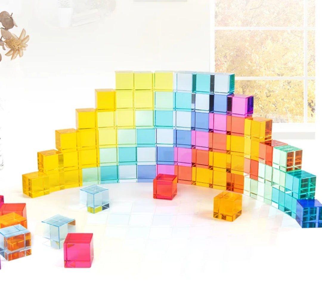 Lucite Cube Blocks in a rainbow of colors