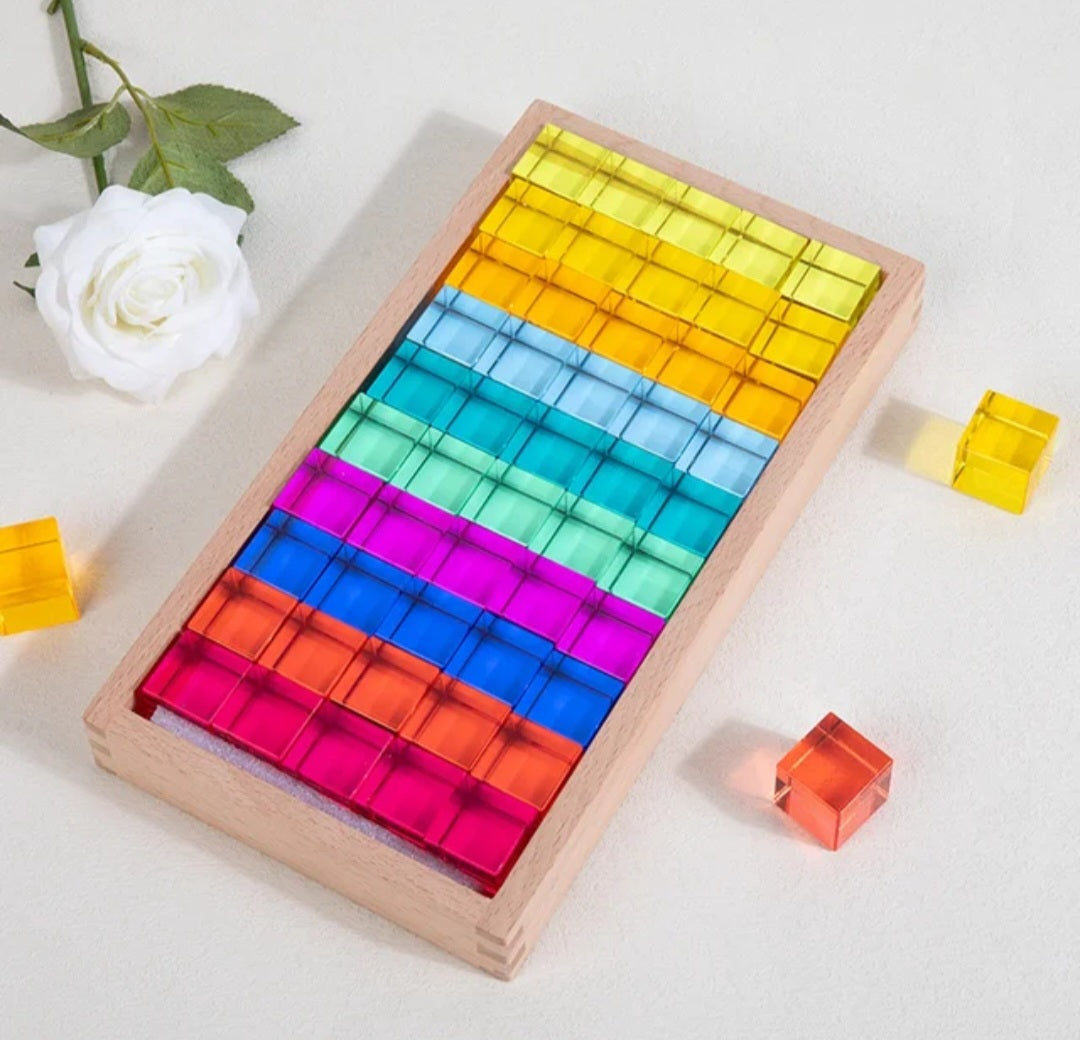 Lucite Cube Blocks in a rainbow of colors