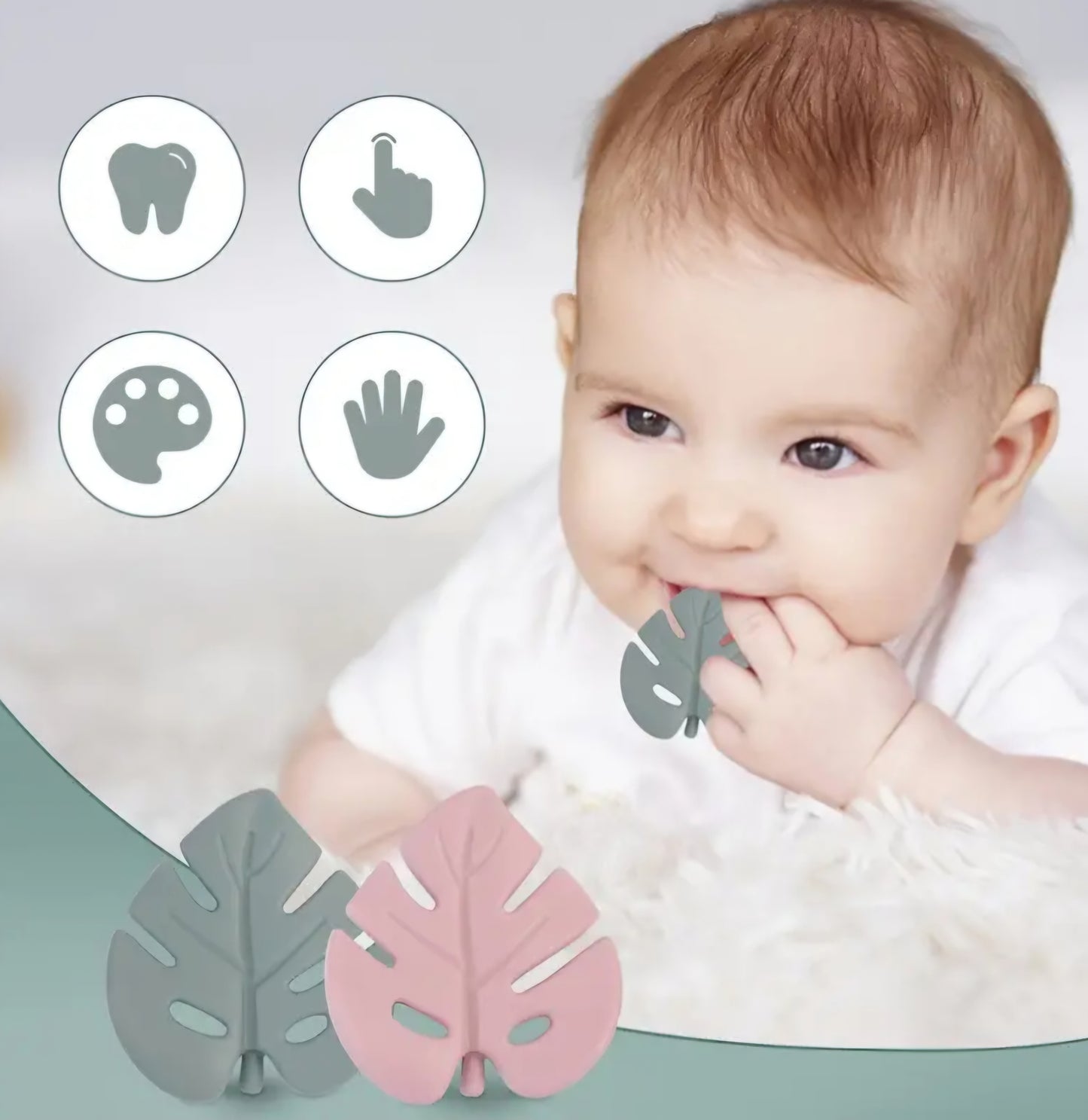 Leaf Shaped Silicone Teether