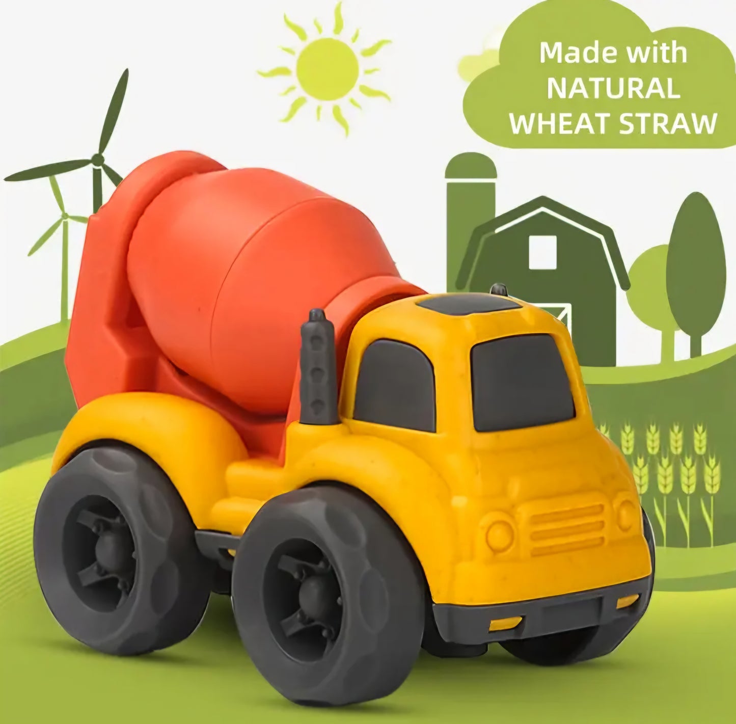 2-Piece Truck Set: Dump Truck & Cement Mixer Toy