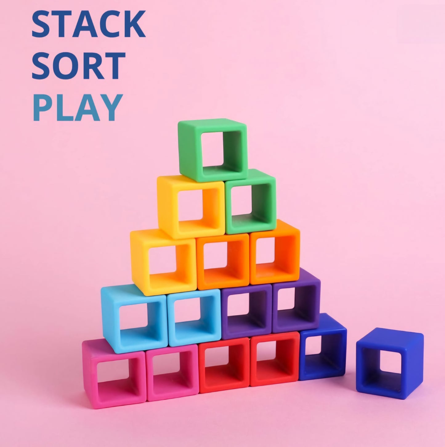 Soft Silicone Rainbow Blocks - 16 or 24 piece set