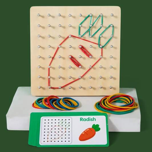 Wooden Geoboard with Rubber Bands