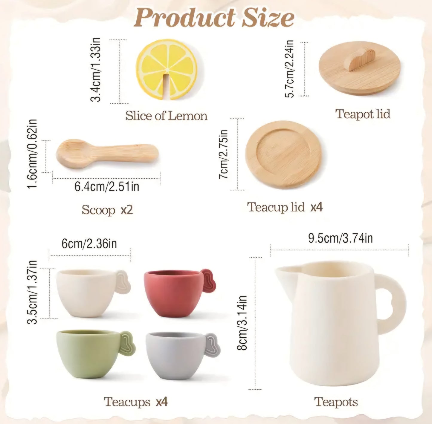 Top Seller! Enchanting Wooden Tea Party Set – Silicone Teapot, Cups & Accessories for Pretend Play