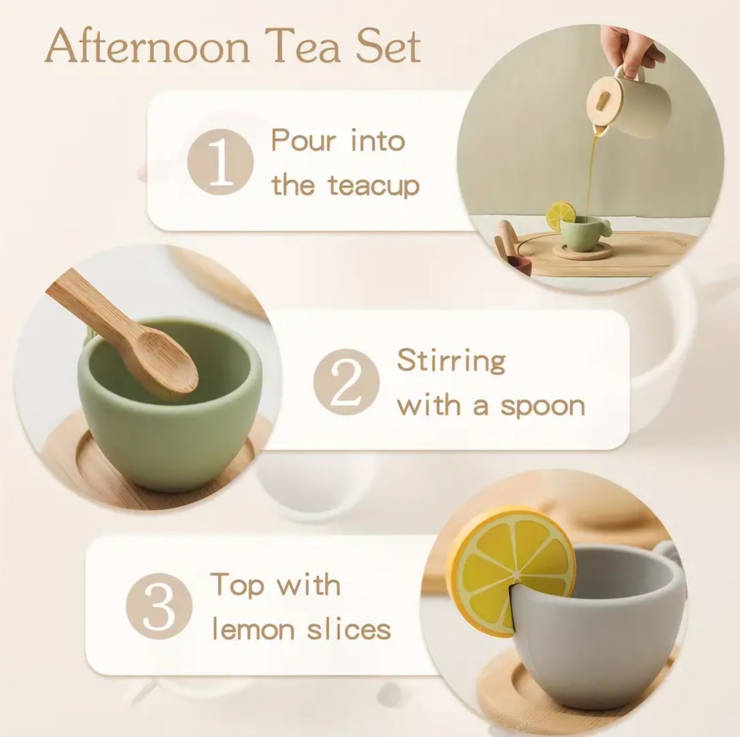 Top Seller! Enchanting Wooden Tea Party Set – Silicone Teapot, Cups & Accessories for Pretend Play