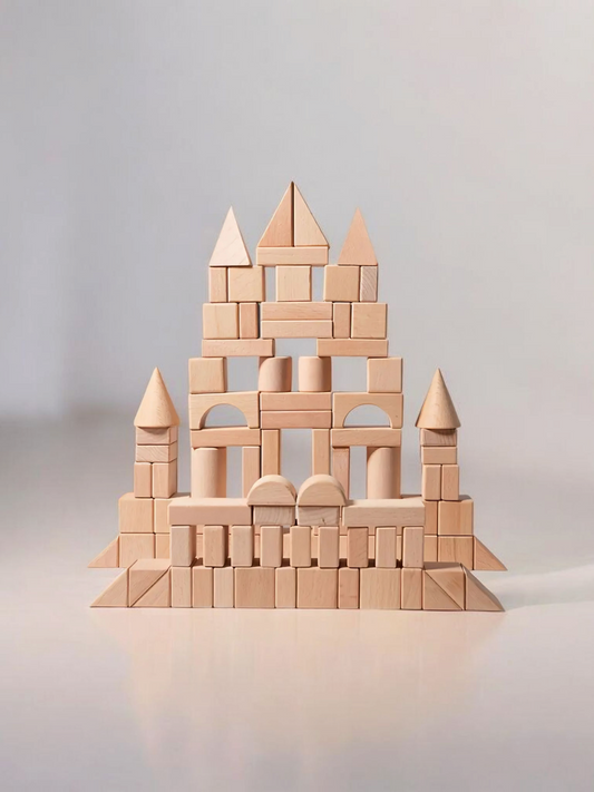 Beech wood building block set - 100 pieces