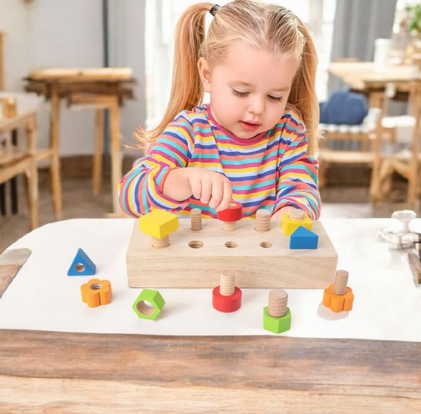 Montessori Wooden Nut & Bolts Toy