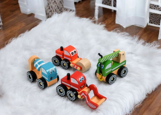 Handmade Wooden Toy Truck Set of 4