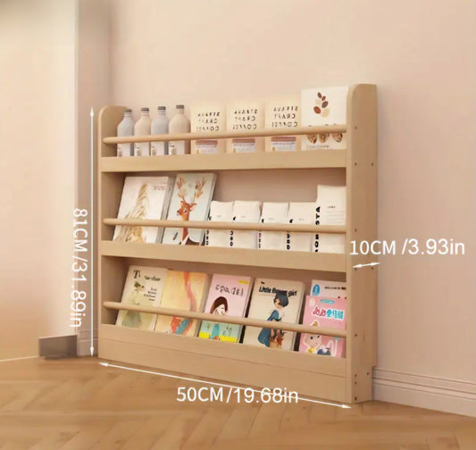 Wall-Mounted Wooden Bookshelf