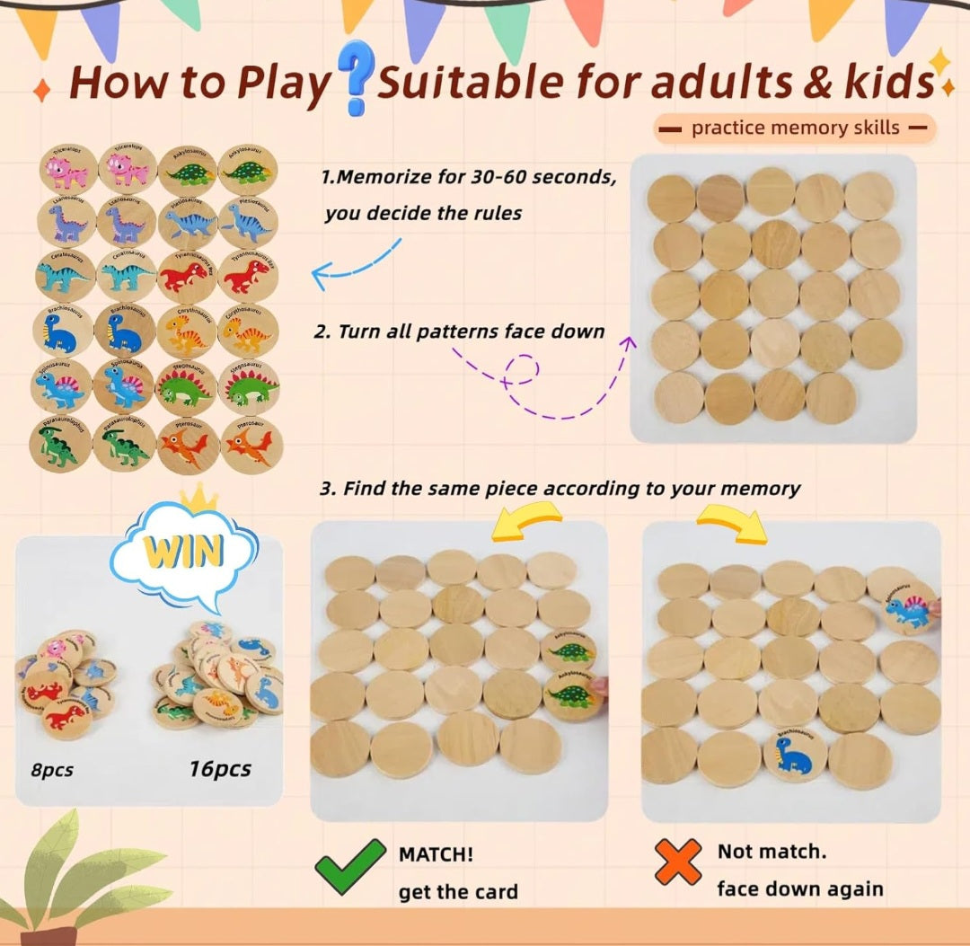 Wooden Memory Match Game