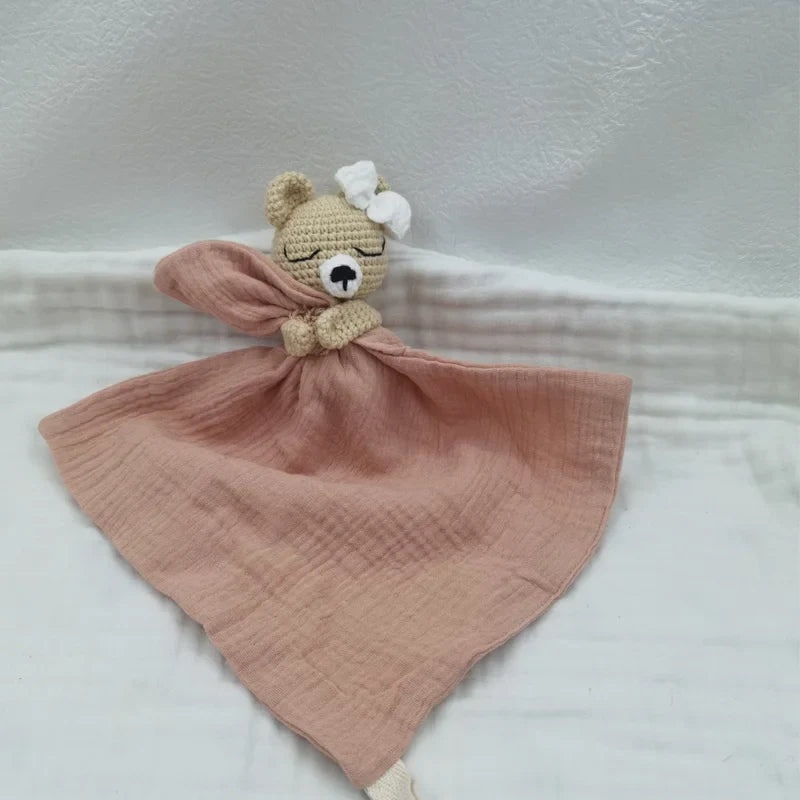 Baby Bib with Sleeping Animals Rattle