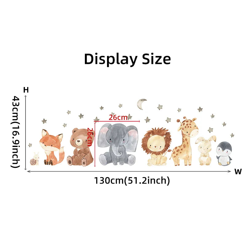 Watercolor Cartoon Animals Wall Stickers