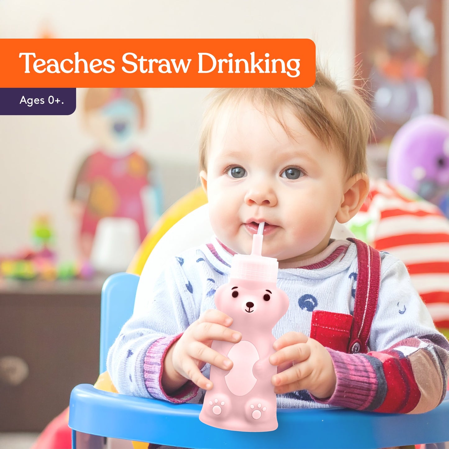 Honey Bear Straw Cup- BPA Free Silicone Training Cup