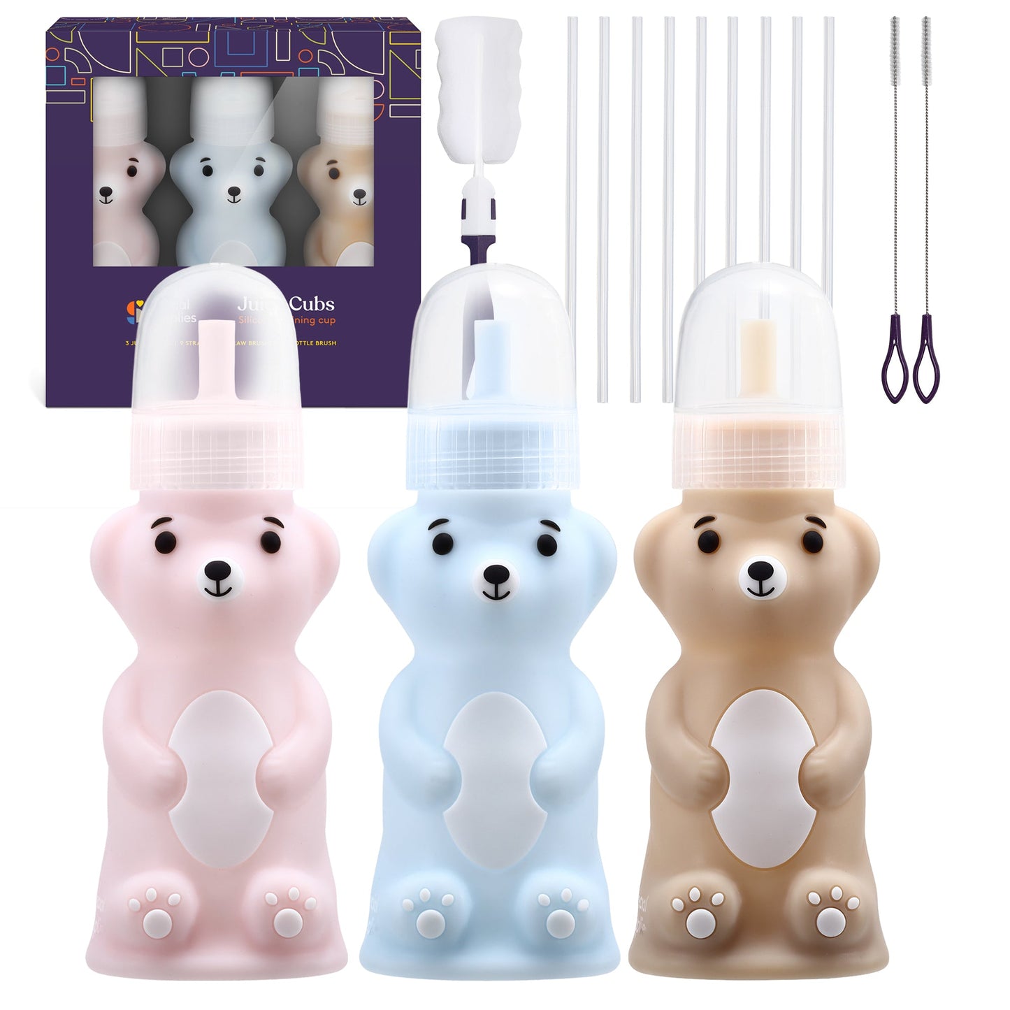 Honey Bear Straw Cup- BPA Free Silicone Training Cup