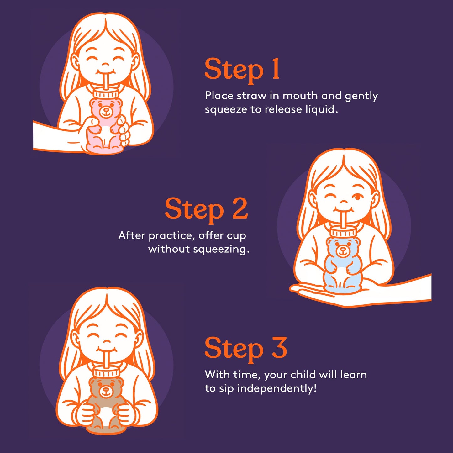 Honey Bear Straw Cup- BPA Free Silicone Training Cup