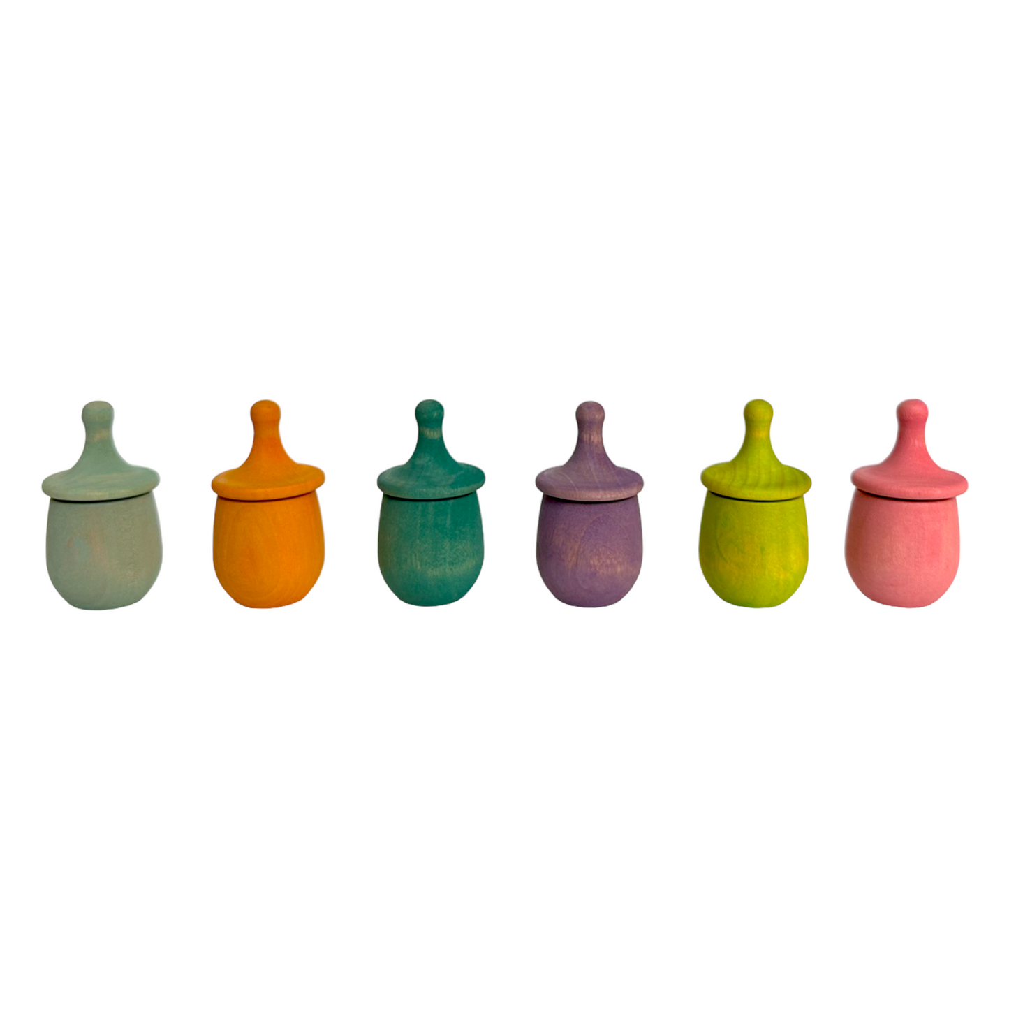 A set of 6 STAINED Little Thing Wooden Treasure Box in Stained Pastel/Macaron Colors