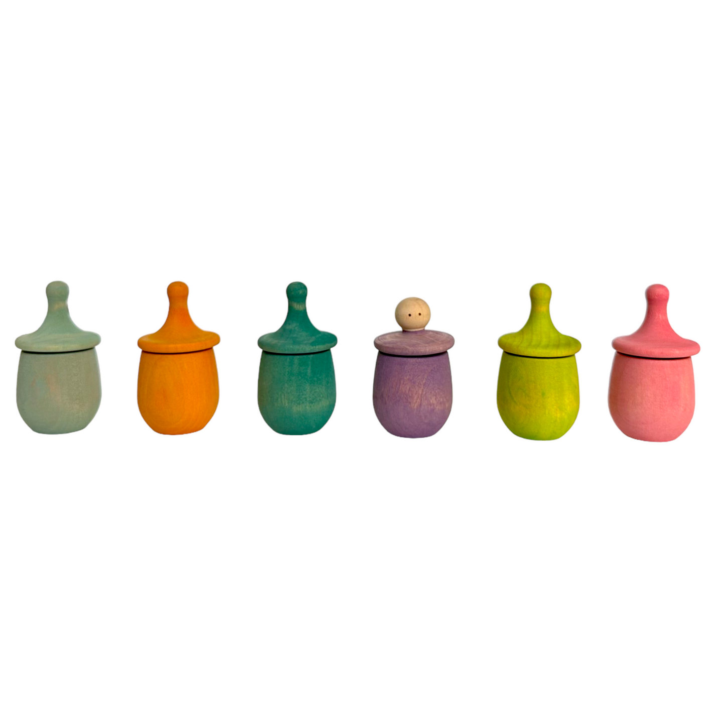 A set of 6 STAINED Little Thing Wooden Treasure Box in Stained Pastel/Macaron Colors