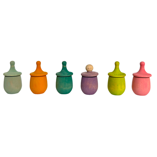 A set of 6 STAINED Little Thing Wooden Treasure Box in Stained Pastel/Macaron Colors