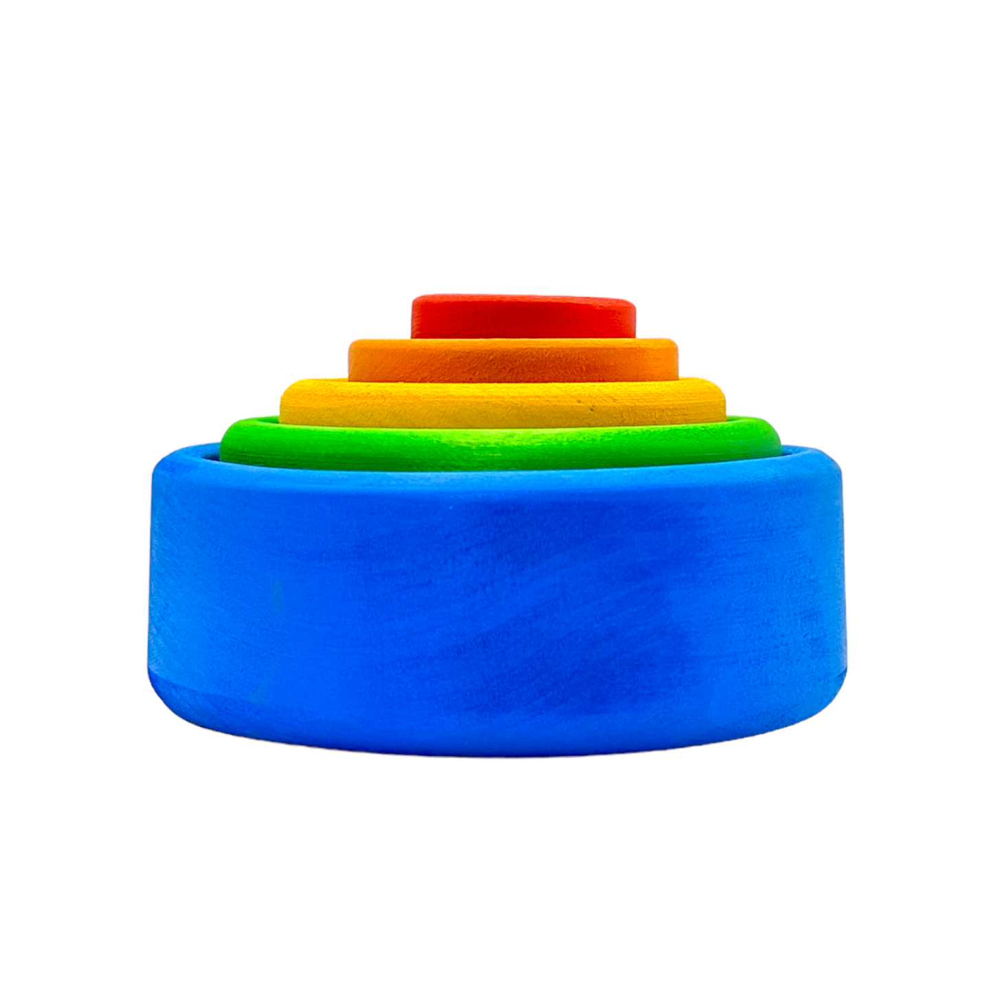 5 Pcs STAINED Wooden Stacking Nesting Cup Bowl Set in Blue Sunset Color