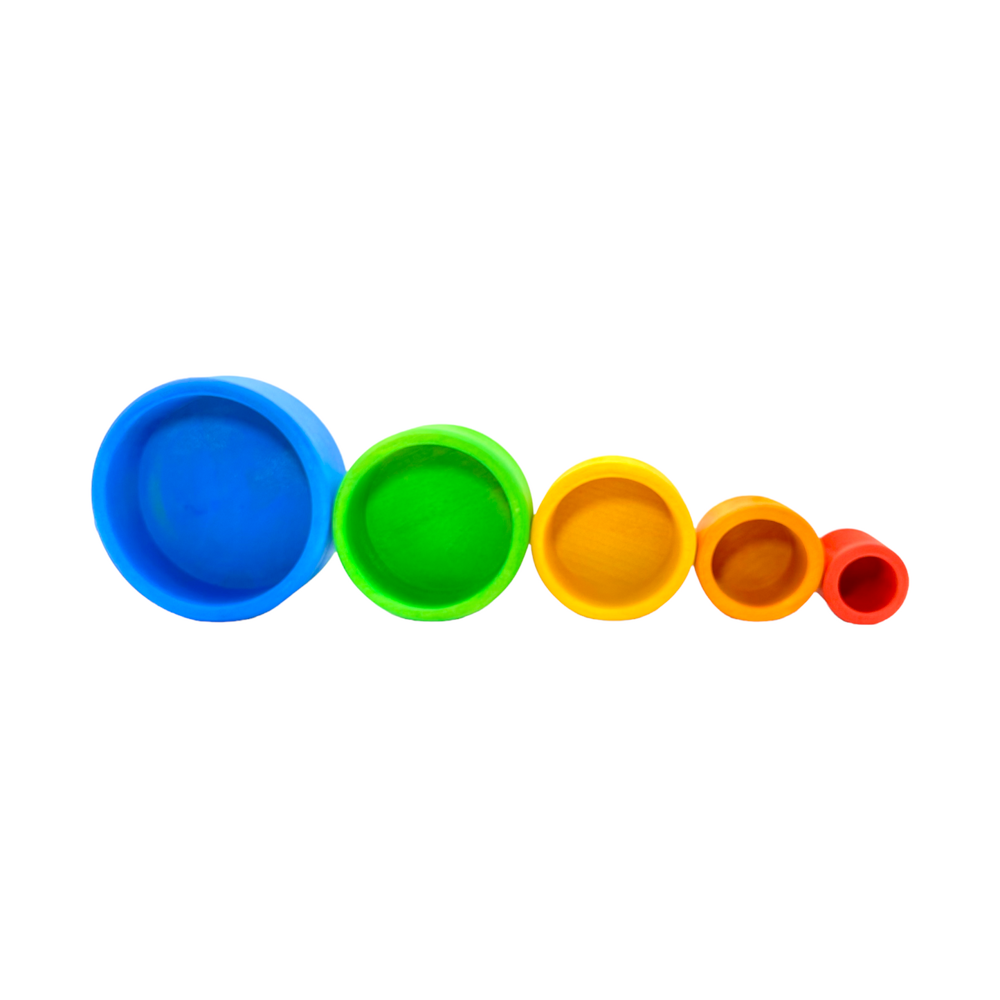 5 Pcs STAINED Wooden Stacking Nesting Cup Bowl Set in Blue Sunset Color