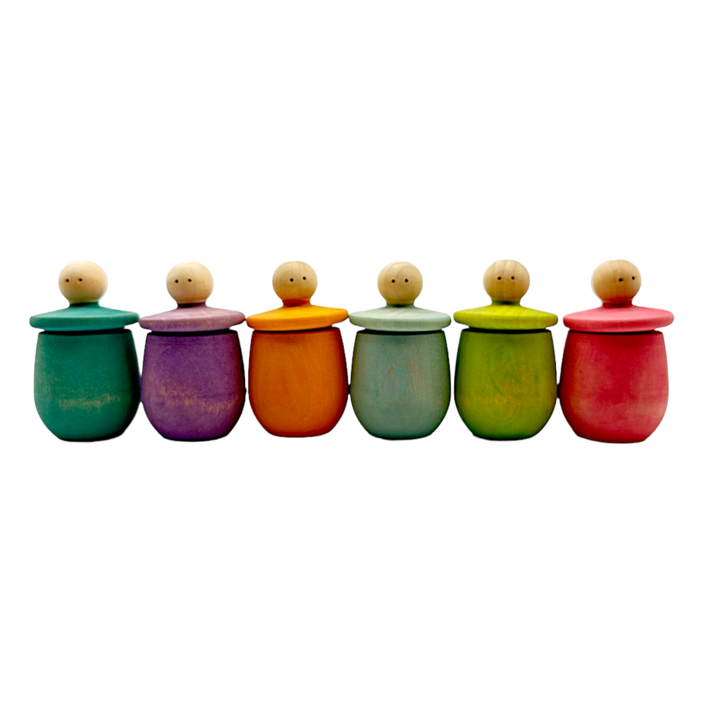 A set of 6 STAINED Little Thing Wooden Treasure Box in Stained Pastel/Macaron Colors