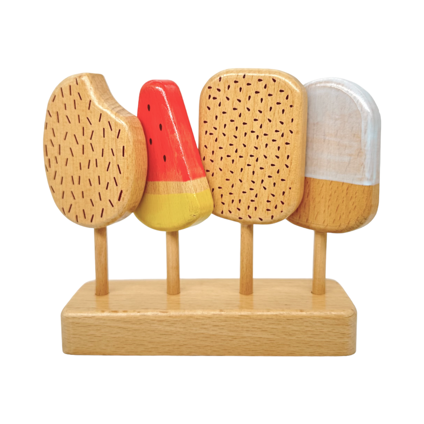 10 Pcs Wooden Popsicle Ice Cream Bar and Pastry Cookies Pretend Play Set