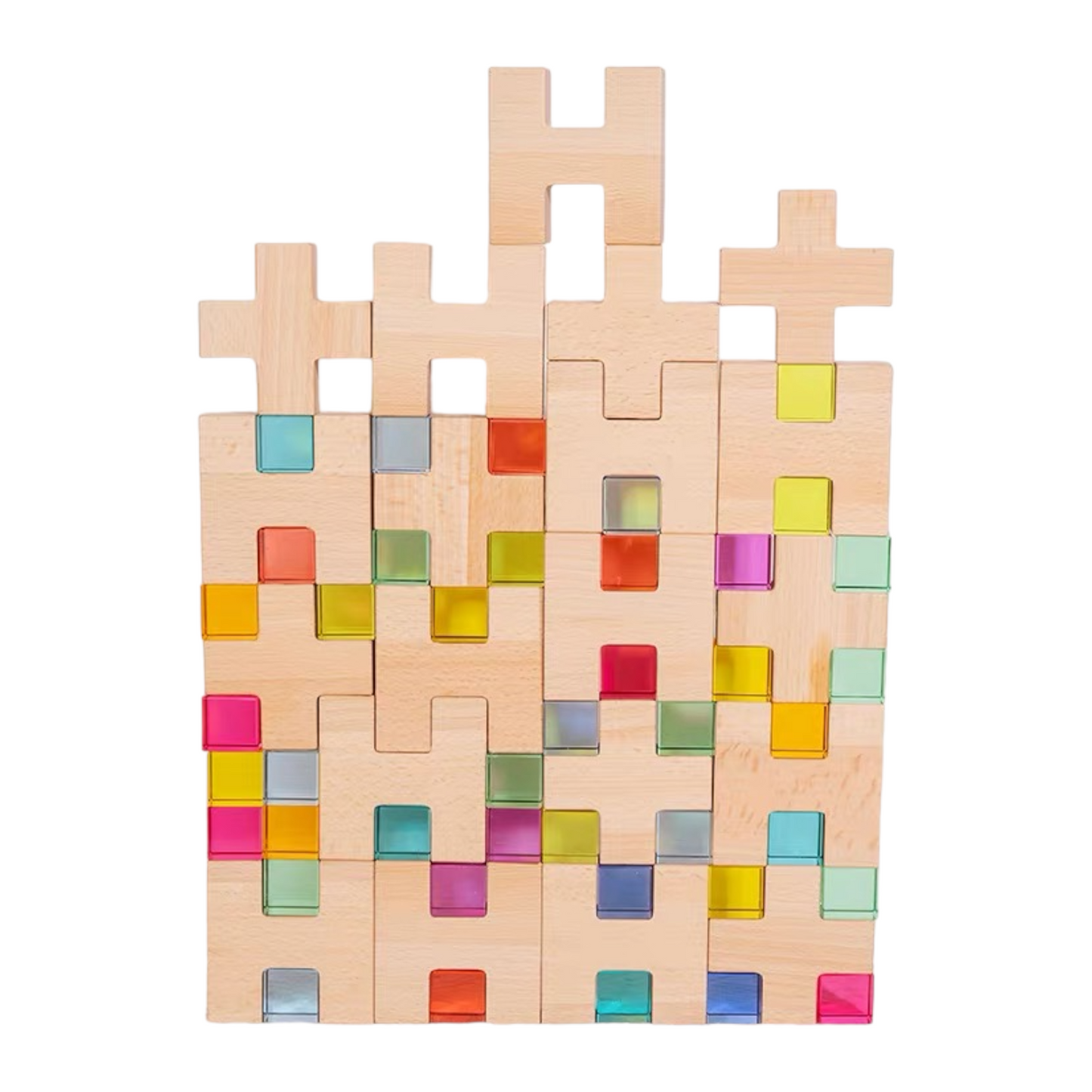 **Pre-order (Ships in 2-3 Weeks)**20 Pcs Wooden H and + Shape Blocks Set with Storage Tray
