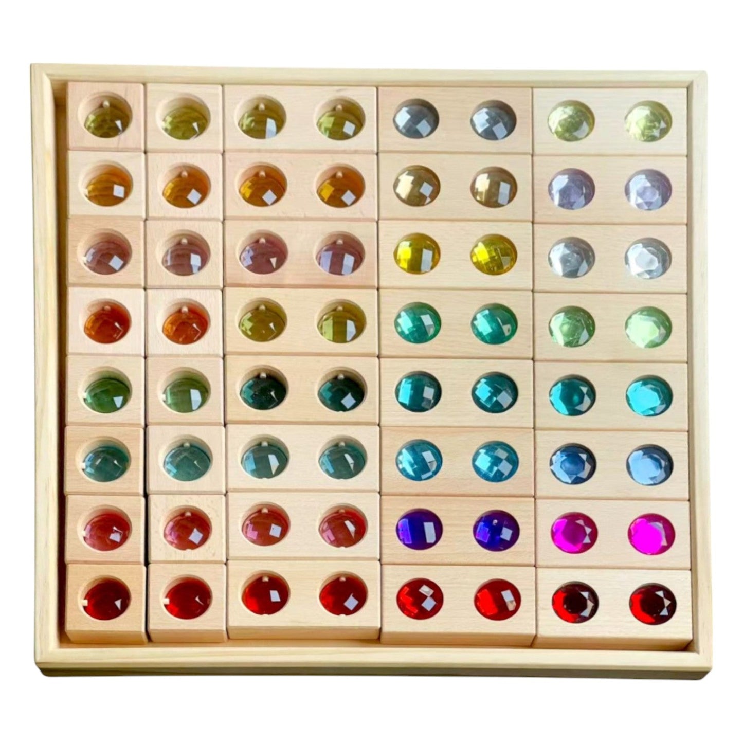 40 PCS Wooden Gemmed Blocks Set with Storage Tray