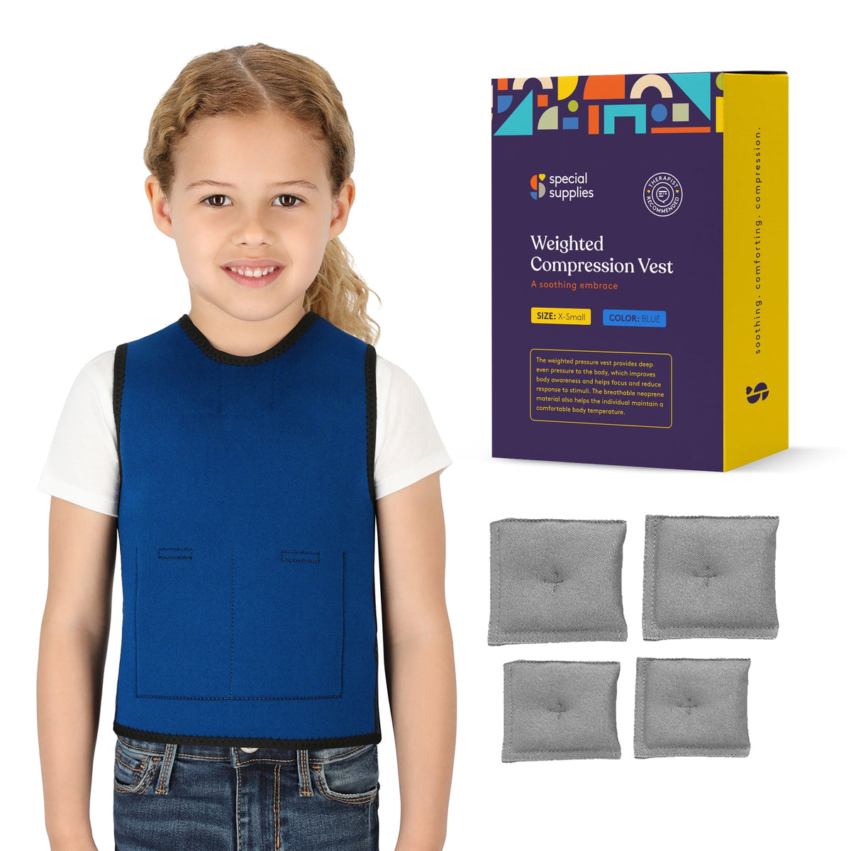 WEIGHTED - Sensory Compression Vest for Kids with Processing Disorders ADHD and Autism Calming and Supportive with Adjustable Weight Fit