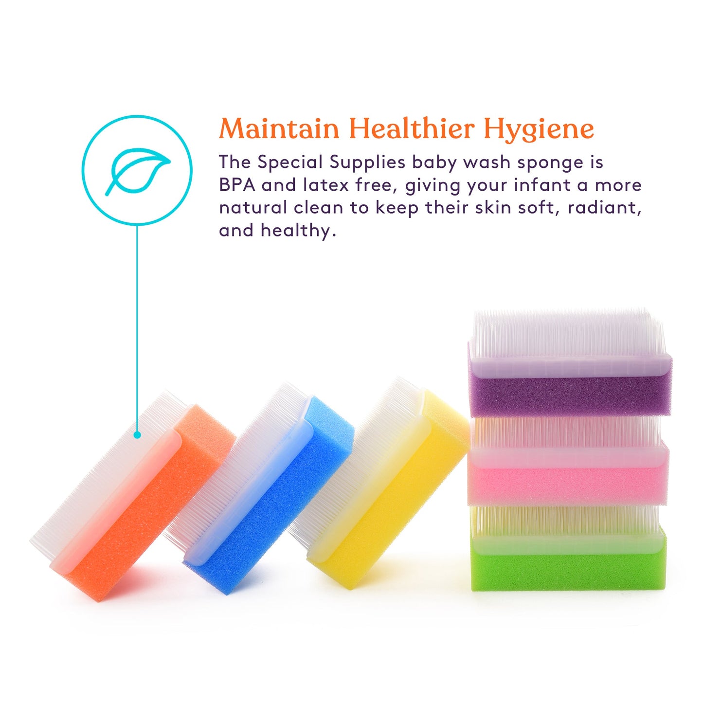 Baby Bath Sponge (12-Pack) Soft Foam Scrubber with Cradle Cap Bristle Brush - Body, Hair, and Scalp Cleaning - Gentle on Infants