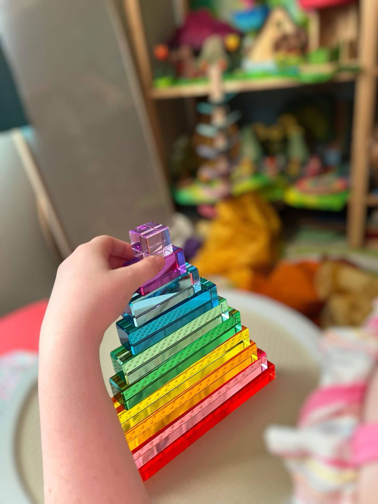 10-Piece Crystal Clear Pyramid Lucite Blocks – High Transparency Acrylic Stair Blocks