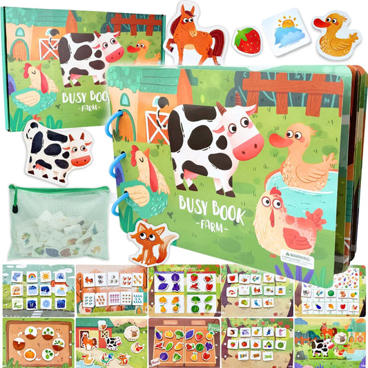 Farm Busy Book with Zipper Pouch