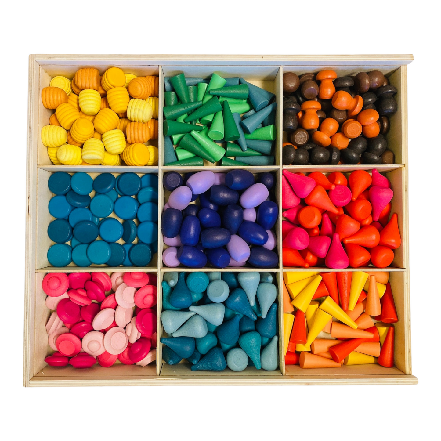 324 Pcs Mandala Loose Parts with Wooden Tray  Open-ended Play Set