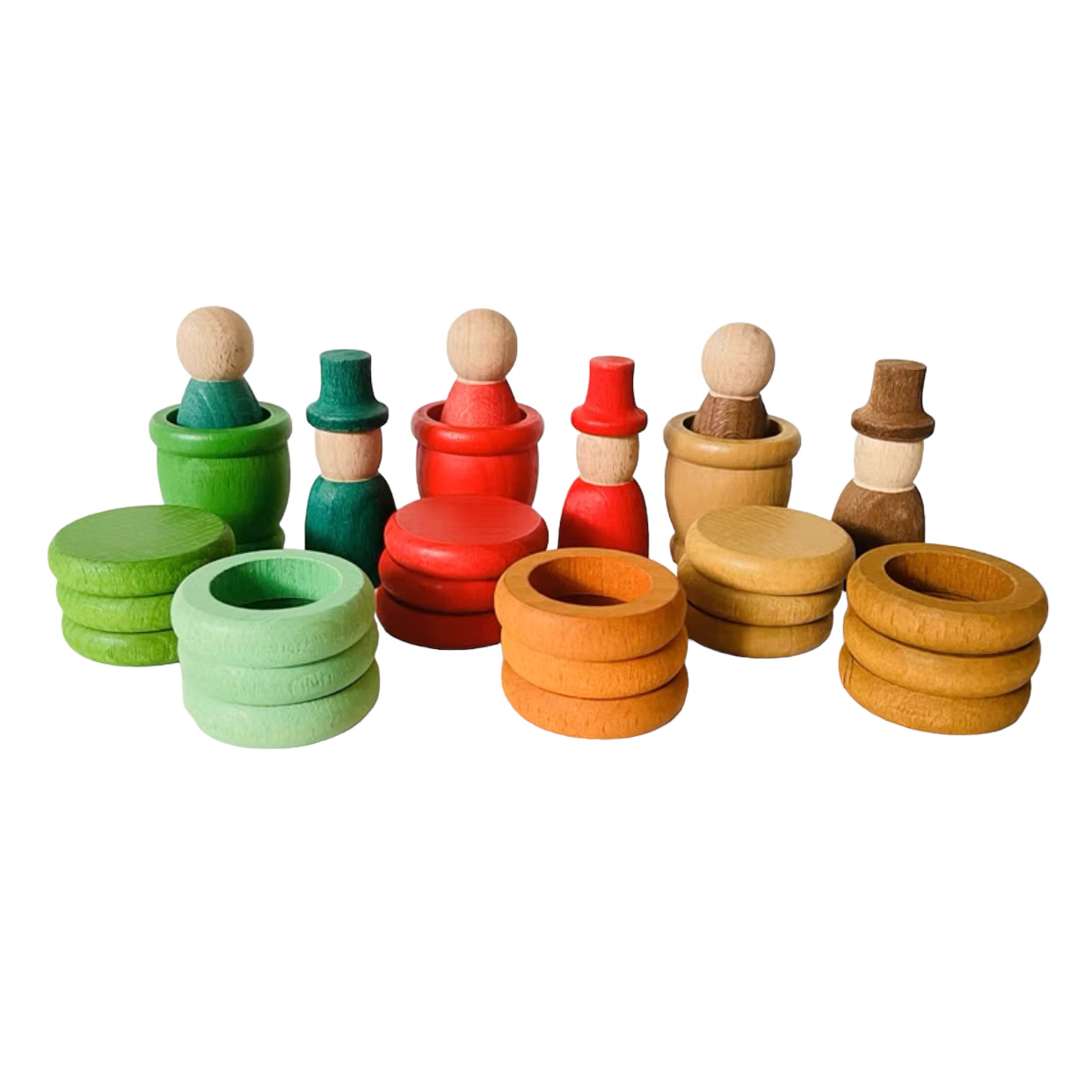 **Pre-order (Ships in 2-3 Weeks)**108-Piece Four Seasons Nins Wooden Peg People Set – Nature-Inspired Montessori Play