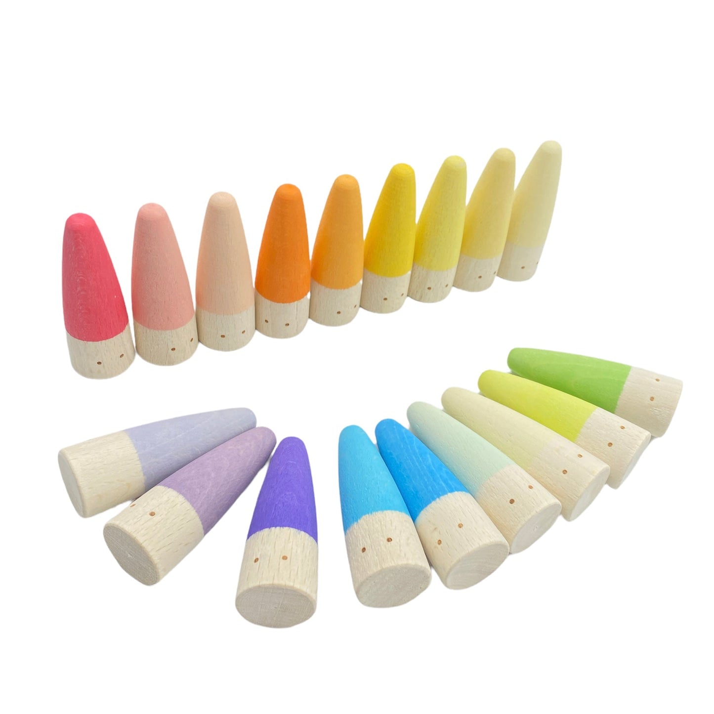 18 Pcs STAINED Wooden Stick Gnomes Set