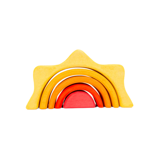 5 Pcs STAINED Mini Size Wooden Sun Rainbow Stacker
