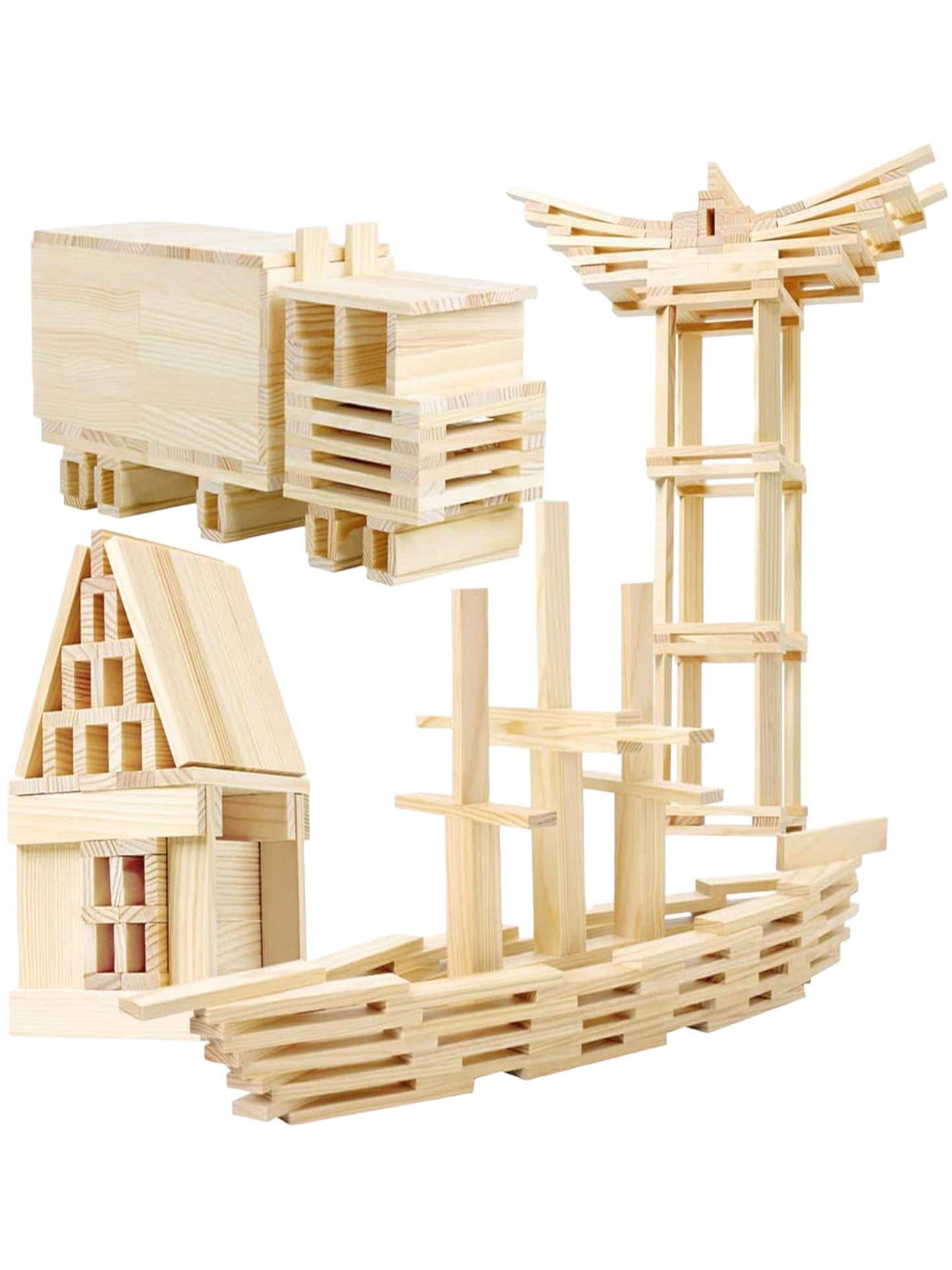 **Pre-order (Ships in 2-3 Weeks)**120 Pcs Natural Wooden Building Planks Set