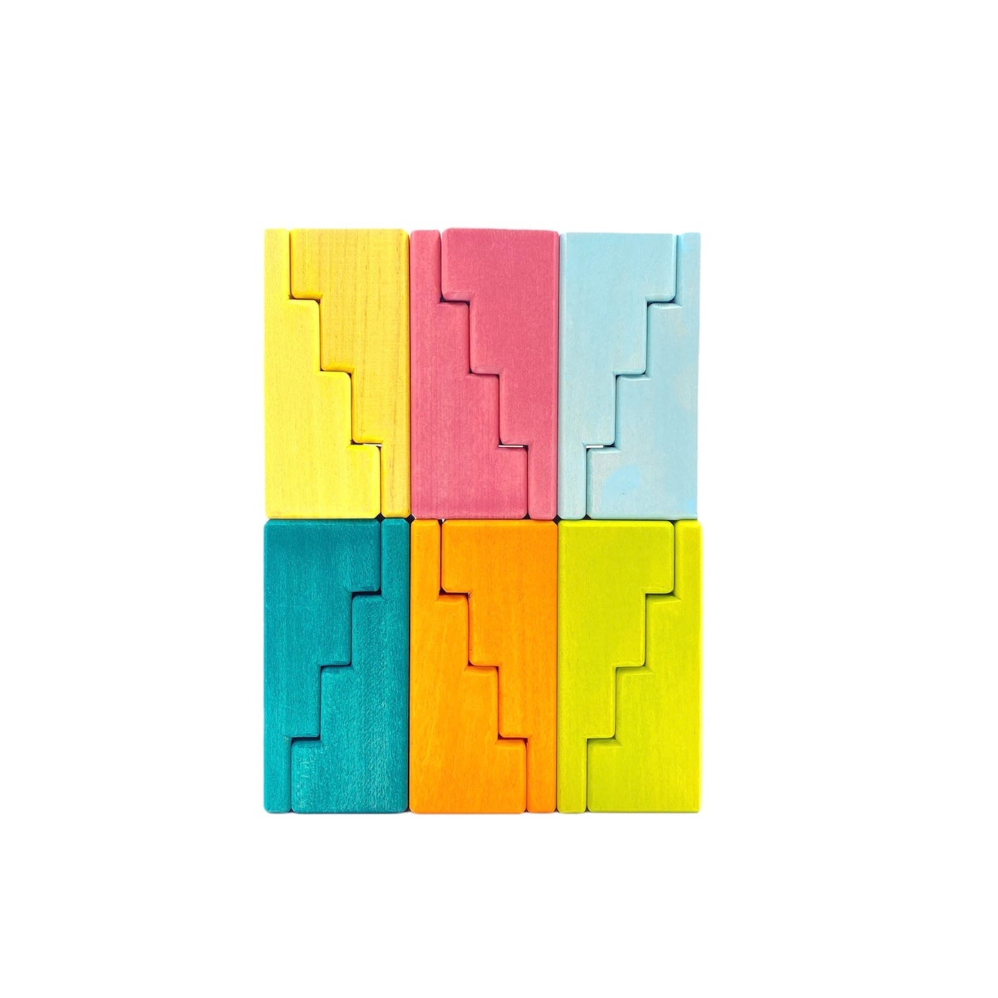 12 Pcs STAINED Stepped Roofs Building Blocks in Pastel/Macaron Colors