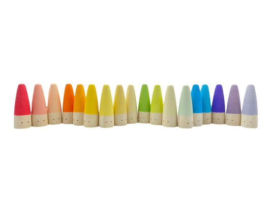 18 Pcs STAINED Wooden Stick Gnomes Set