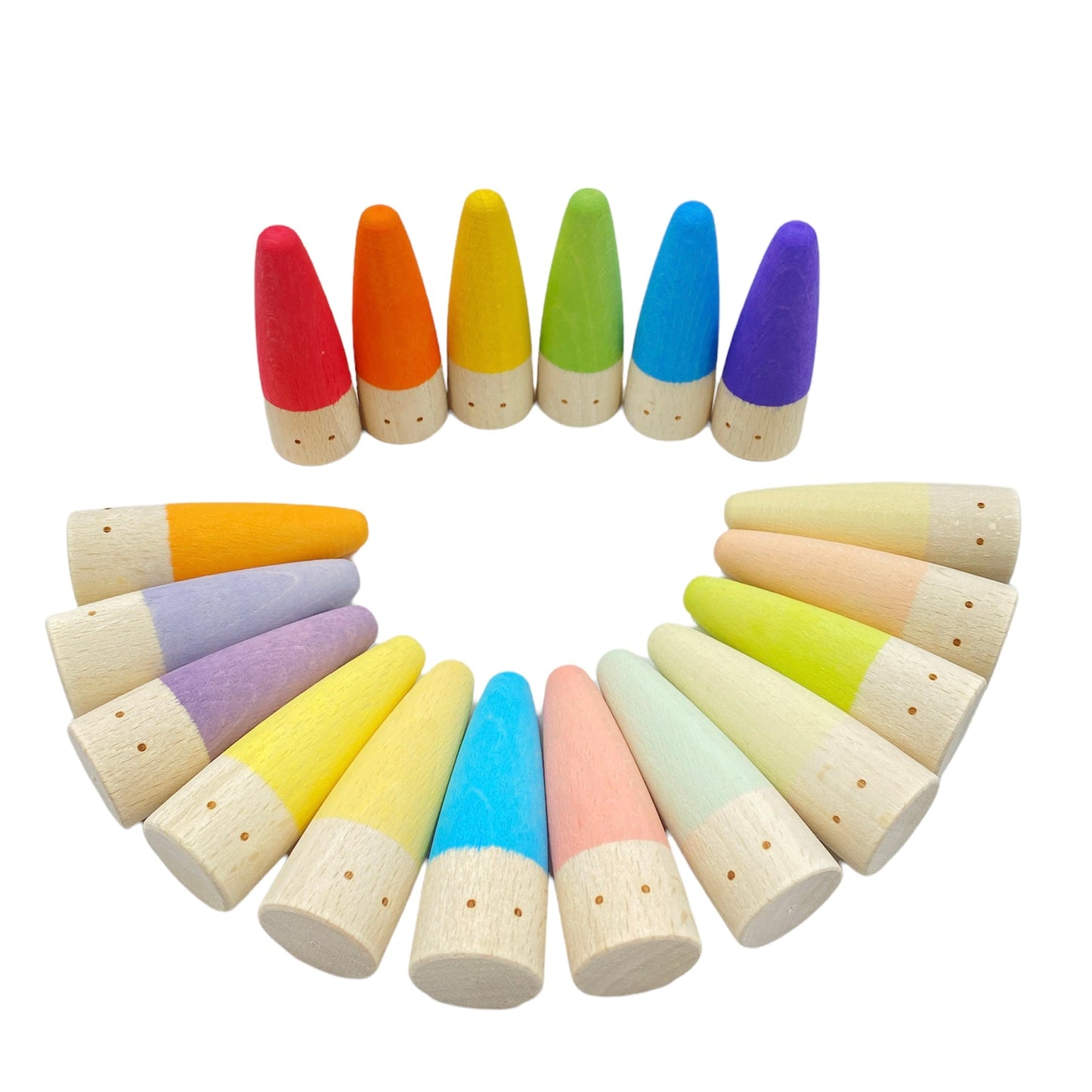 18 Pcs STAINED Wooden Stick Gnomes Set