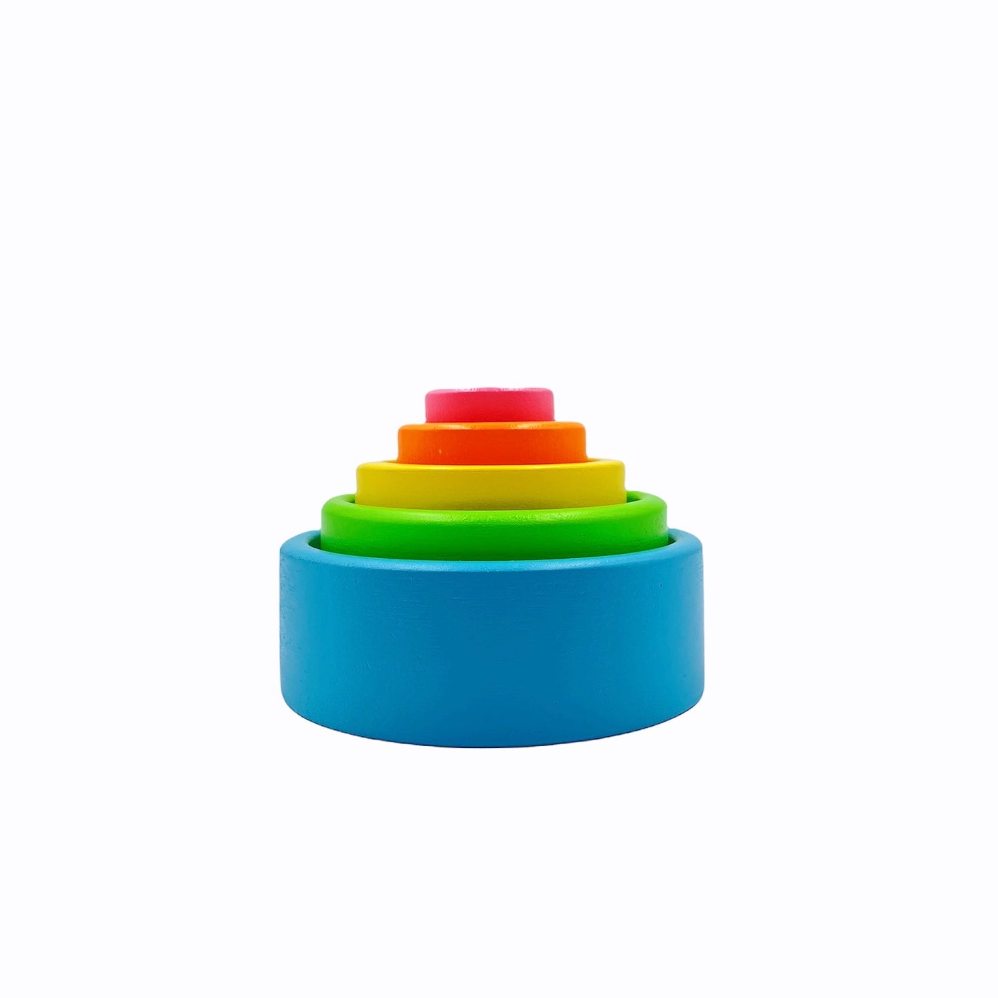 5 Pcs Wooden Stacking Nesting Cup Bowl Set in Pastel/Macaron Color